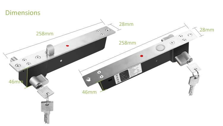 12V Fail Safe and Fail Secure Adjustable Electric Drop Bolt Door Lock with Timer with Keys Cylinder