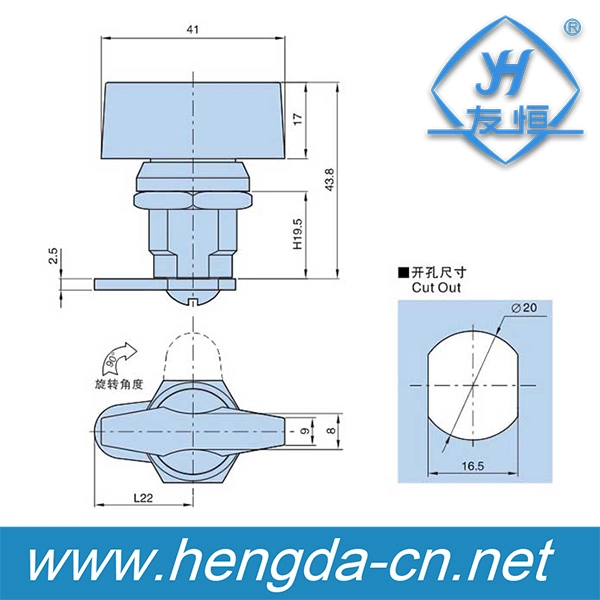 Plastic Head Knob Cam Lock (YH9736)