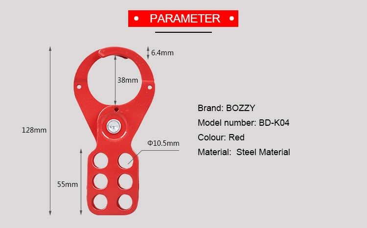 Bozzys 38 mm Red Anti-Rust Steel Group Lockout Hasp