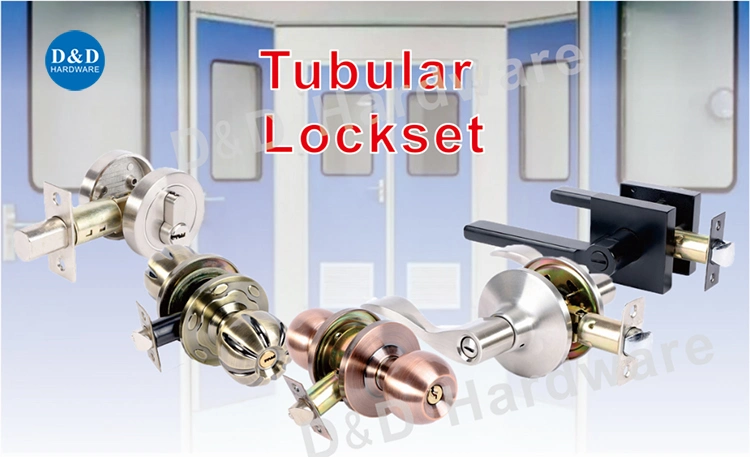 Black Cylinder Round Rose Heavy Duty Safe Tubular Lever Handle Door Lock