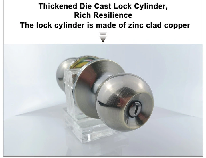 Liwang 587 Black Nickle Stainless Steel Bedroom Round Knob Lock Cylindrical Door Lock with Key Lock Cylinder