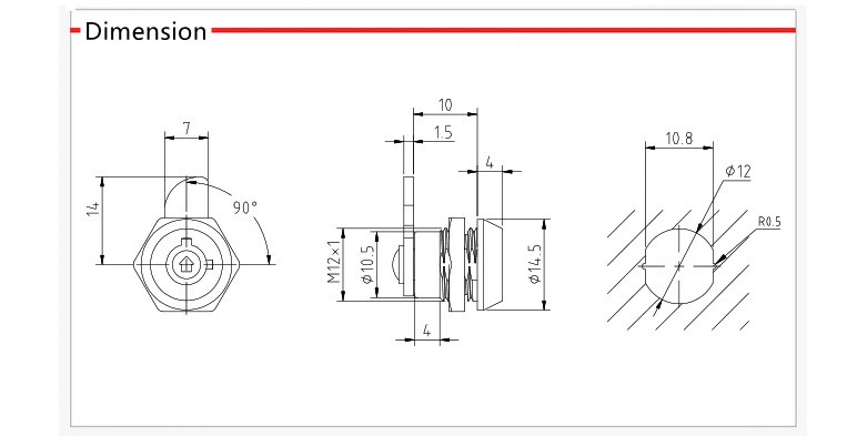 Cylinder Zinc Alloy Chrome Finish Tubular Cam Lock with Key