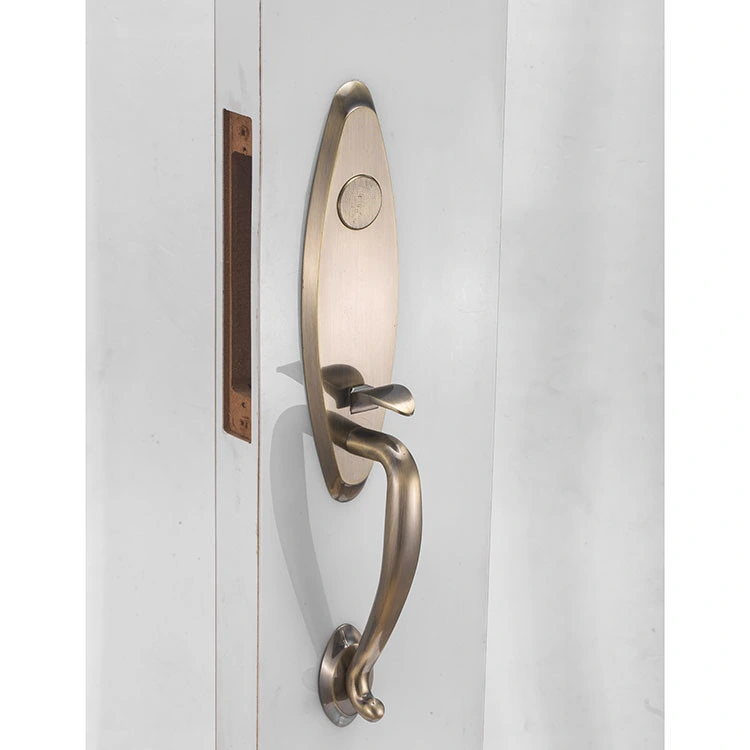 Bright Solid Forged Brass Keys Entry Handleset Mechanical Door Lock