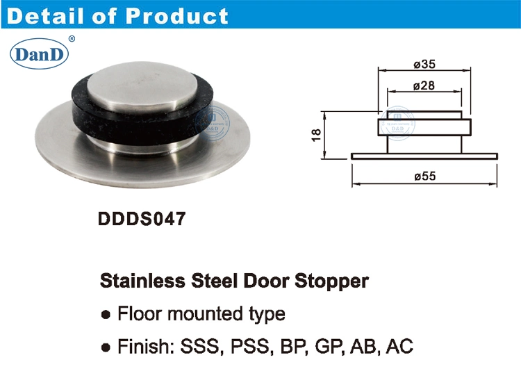 Stainless Steel Contemporary Rubber Door Accessories Stop for Home Decoration