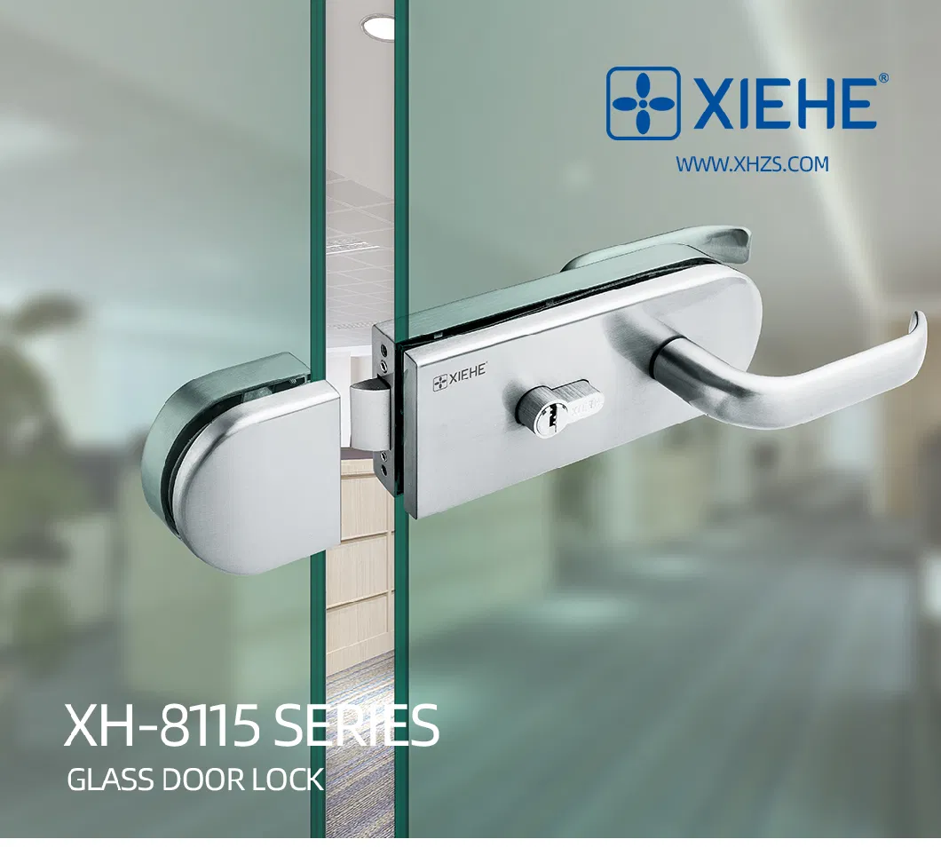 Xh-8115 Zinc Alloy Frameless Glass Lock with Fixed Handle for Glass Door