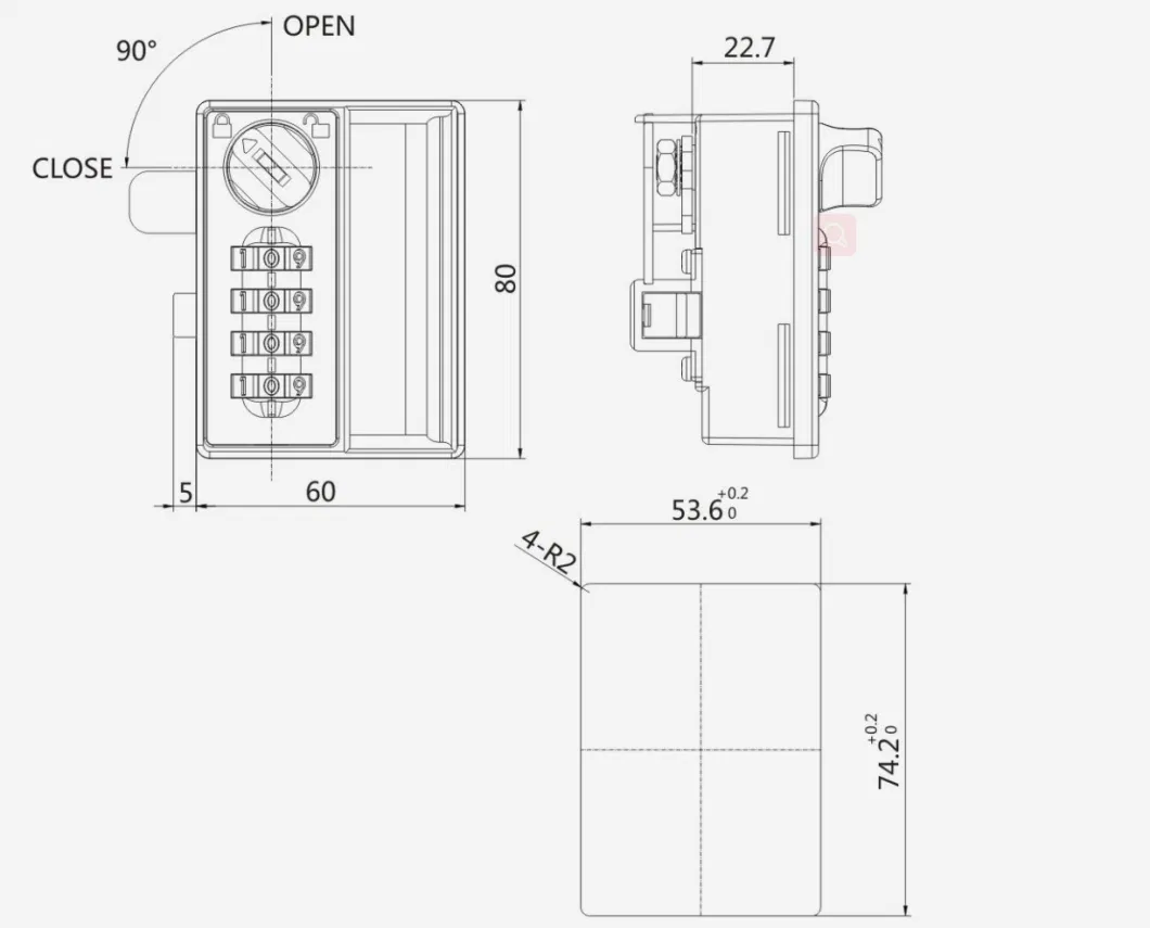 Plastic Combination Cam Lock with Handle 9502