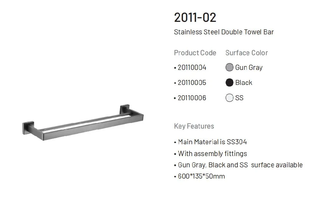 Quality Assurance Ass 48h Stainless Steel Gun Grey Bathroom Accessories 2011 Series Set