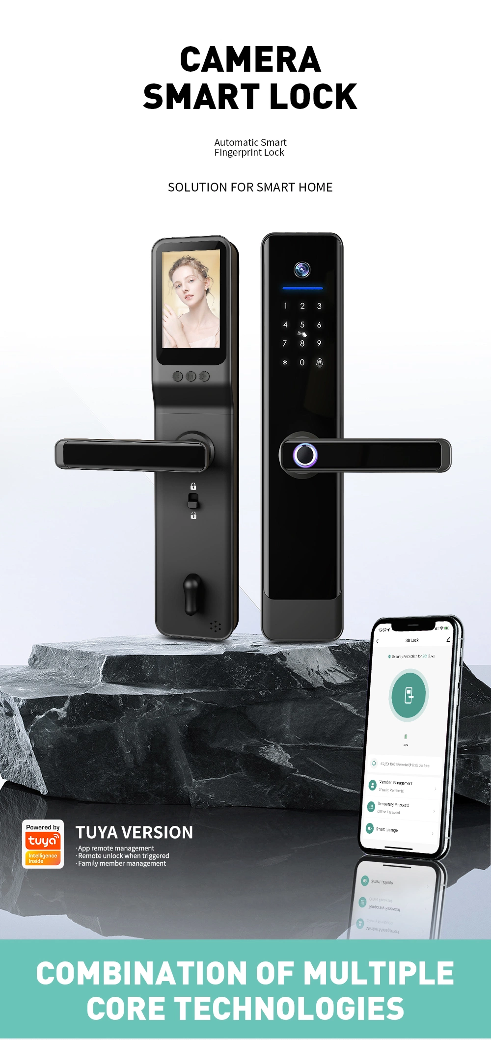 Guangdong Tuya Electronic Digital Sliding Handle Smart Door Lock with Camera