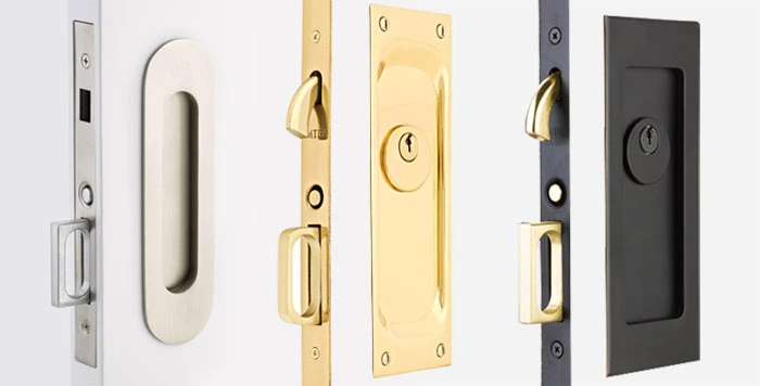 Pocket Door Lock with Traditional Trim Featuring Turnpiece and Emergency Release