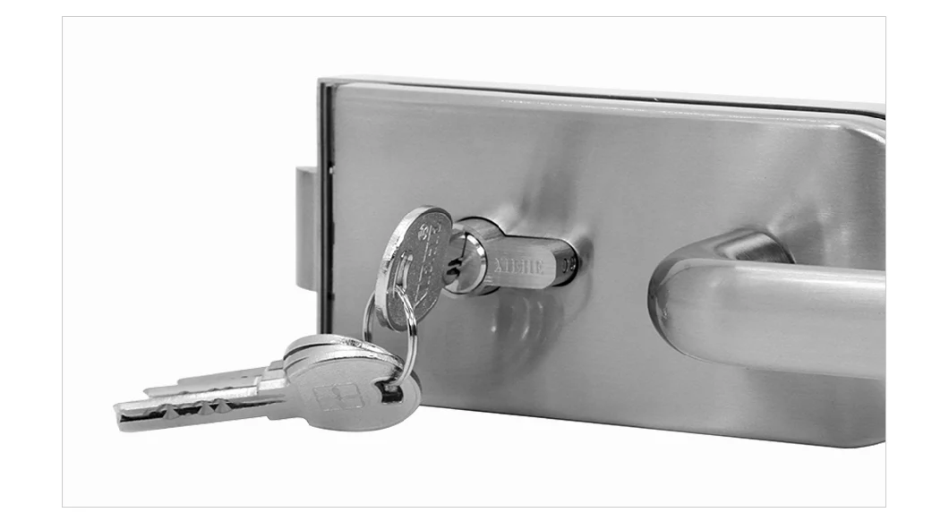 Xh-8115 Zinc Alloy Frameless Glass Lock with Fixed Handle for Glass Door