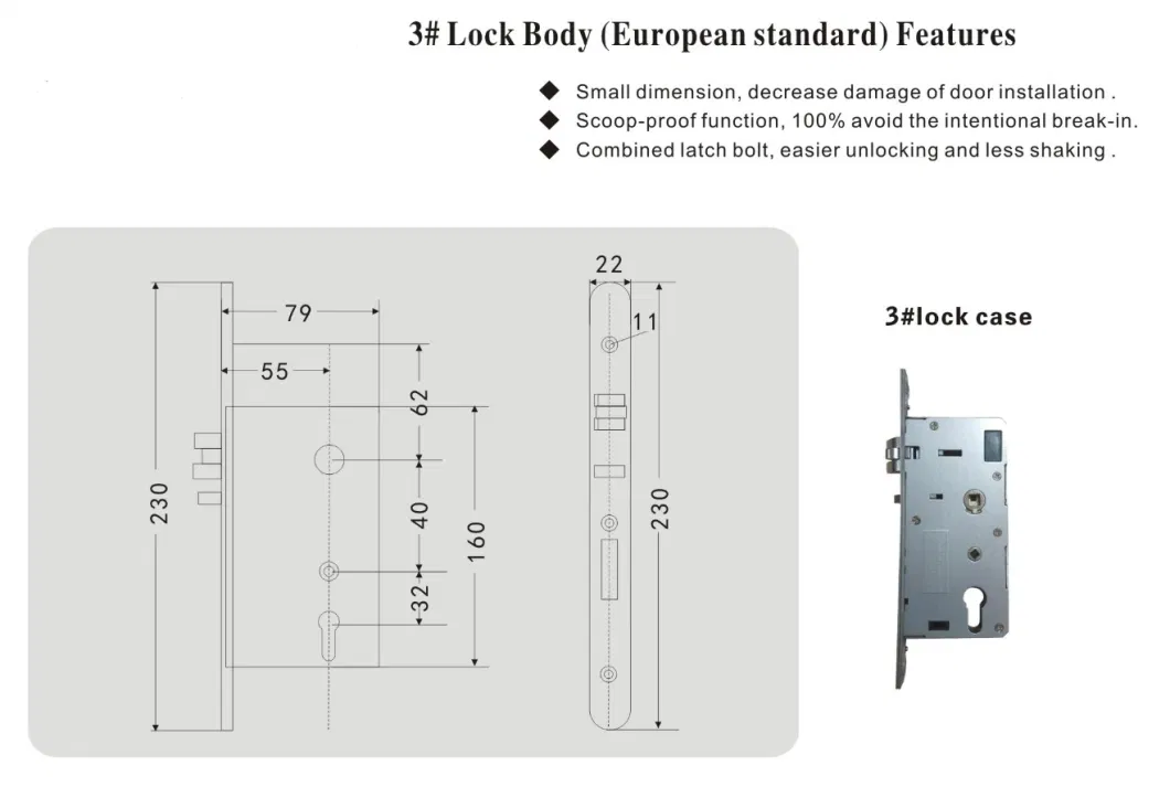 Electronic Mortise Door Cylinder Lock Handle for Hotel Doors