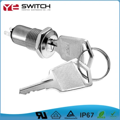 Self-Lock 12 mm de aleación de zinc la llave de contacto con la posición 2 (OFF -) y 2 terminales