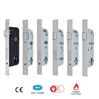 Herrajes de puerta personalizados básicos CE Tamaño personalizado Cerradura de manija de puerta con pestillo Seguridad Cerraduras de cerrojo Puerta contra incendios Acero inoxidable Cerraduras de puerta de alta calidad