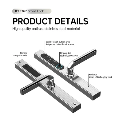 Tuya Smart SUS304 hardware de tirador de puerta de acero inoxidable WiFi sin llave Cerradura resistente al agua con huella dactilar para puerta de aluminio compacta