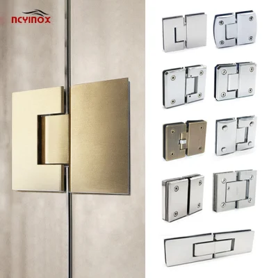  Hardware de puerta de ducha de 180 grados de servicio pesado bisagras Acero inoxidable Bisagra de puerta de cristal de ducha para puerta de cristal