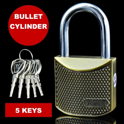 45mm Anchura Grado C aleación de zinc latón y plata antiguos Bullet Lock Center Lidling Padlock impermeable Anti-Rust Anti-pry Anti-Theft Window Cabeza de bloqueo