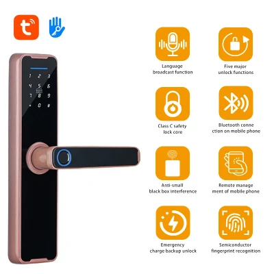  Smart Home Hotel Puerta cerradura digital Residencia Tuya Smart Life APP Ttlock Fingerprint Pascode Card WiFi Smart Door Locks