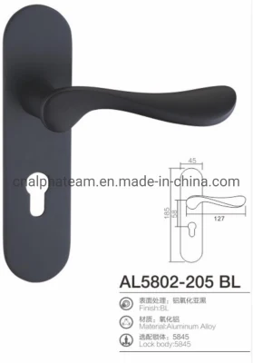  Económico Mortise aluminio cerradura de la manija de la puerta en el hierro del agujero del cilindro Placa con color negro mate