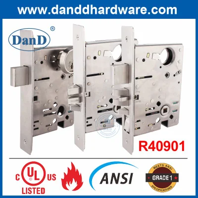 ANSI Grade1 moderno seguro UL listado Acero inoxidable Fuego clasificado Hardware Tipo de entramado de bloqueo Apartamento Entrada del Hotel Puerta Comercial frontal Bloqueo de la mortiga