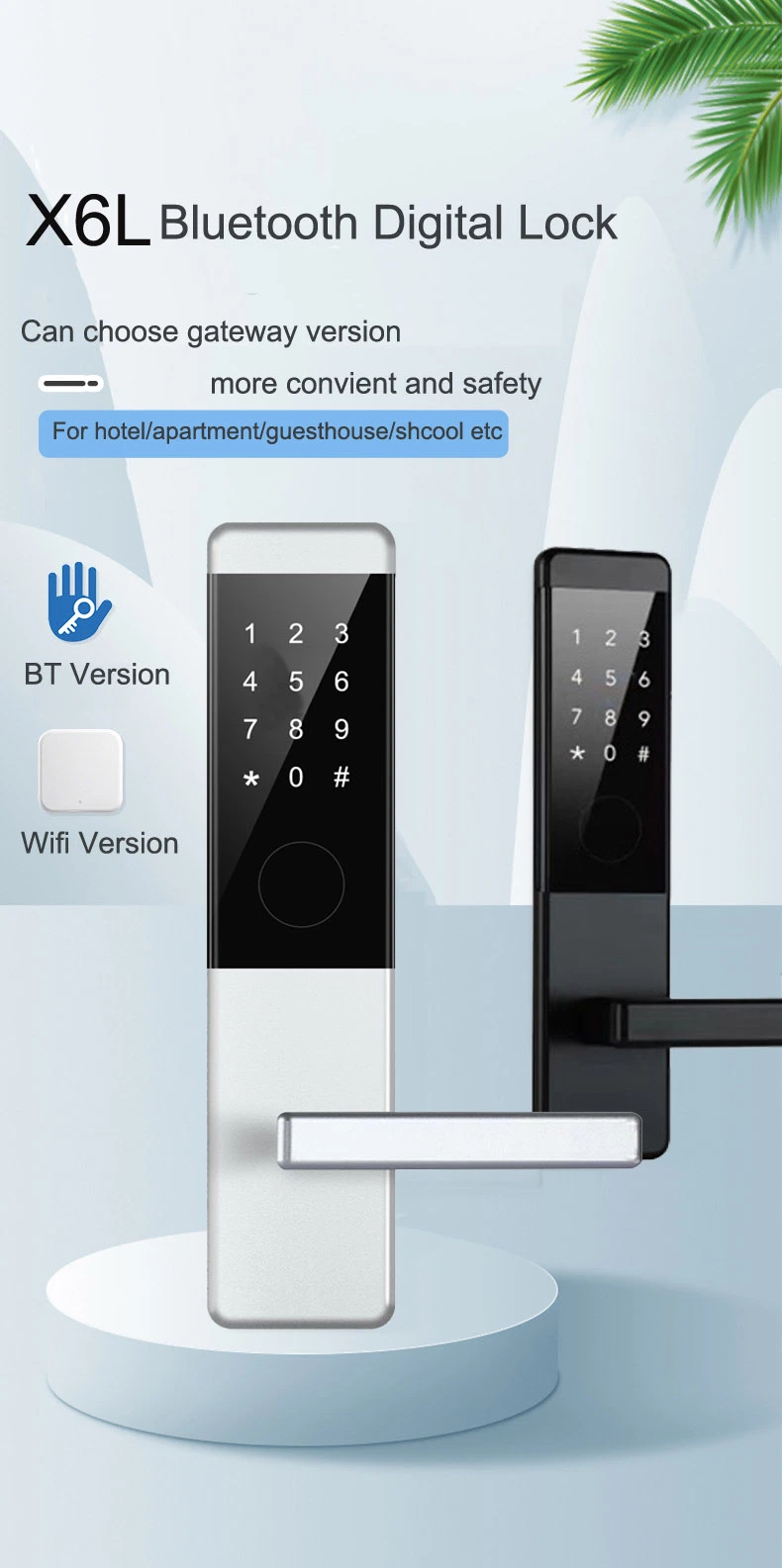 CNC Aluminium Alloy Bluetooth Mortise Door Lock with Password and IC Card