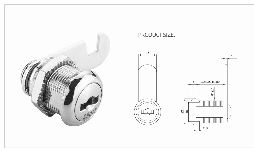 6103 High Quality Computer Key Cam Lock for Mail Box and Iron File Cabinet