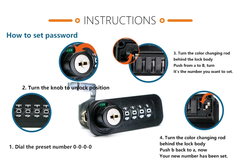 Safety 4 Digit Combination File Furniture Wooden Cabinet Password Master Key Drawer Cabinet Lock