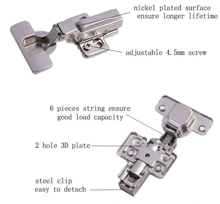 Furniture Hardware 3D Concealed Cabinet Auto Hinge Clip on Soft Close Hinge