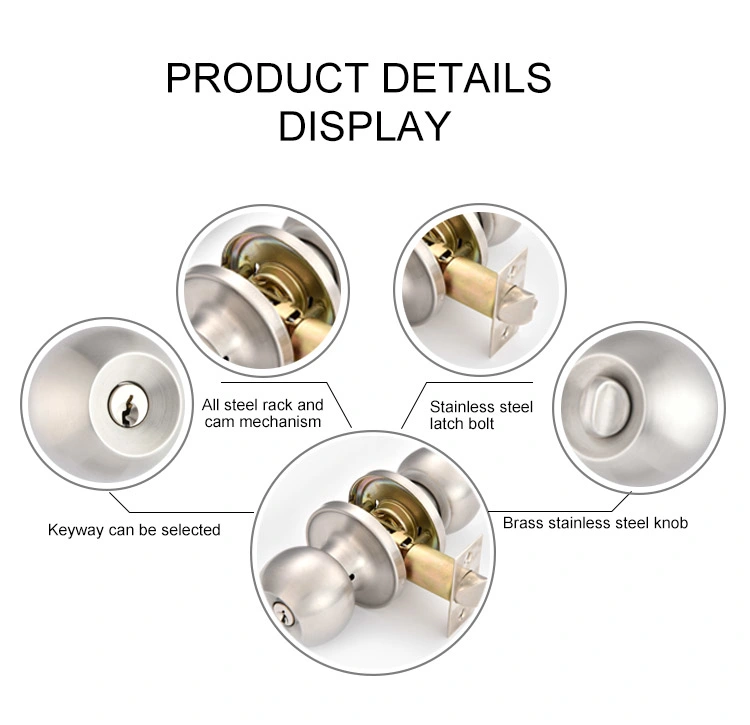 Factory Wholesales Cerradura De Pomo Chapa Ball Key Entry Tubular Cylindrical Door Knob Lock