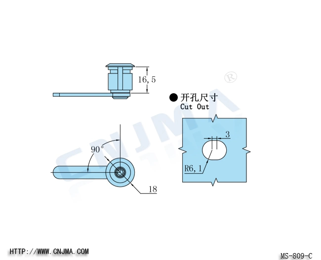 Freezer and Display Showcase Cabinet Cam Lock