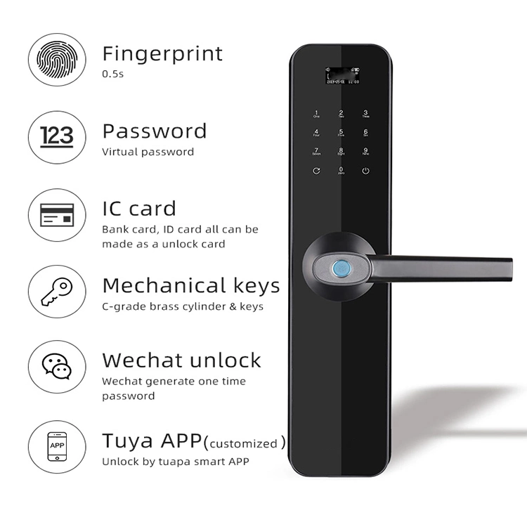 Security Electronic Digital Magnetic Code Fingerprint Combination Handle Hotel Smart Door Lock