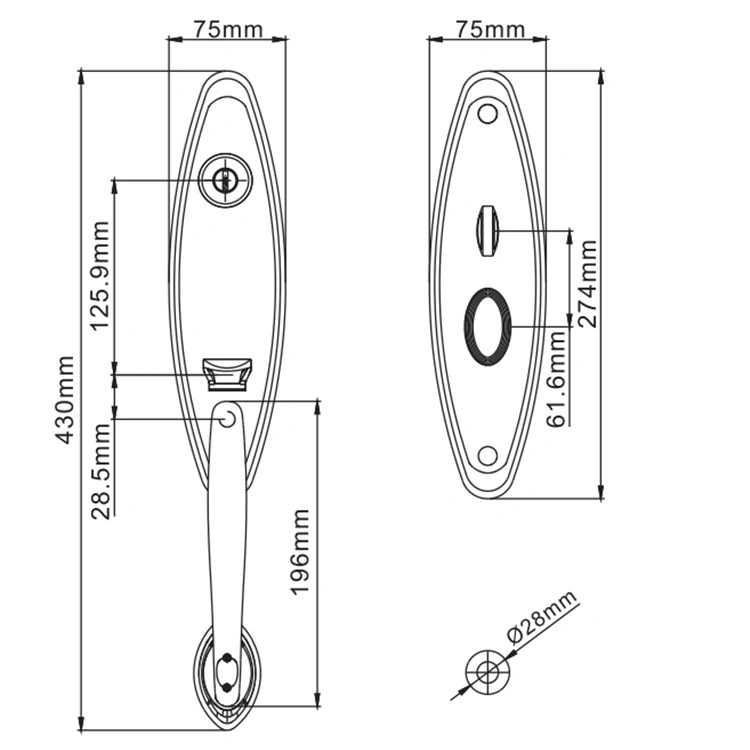 Durable Solid Forged Brass Handleset Keys Entry Handleset Mechanical Door Lock