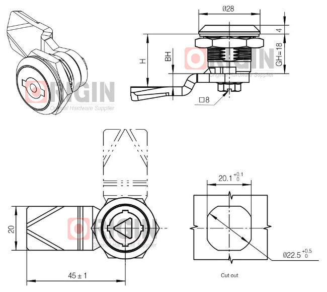 Ms705-3b High Security Zinc Alloy Cam Lock