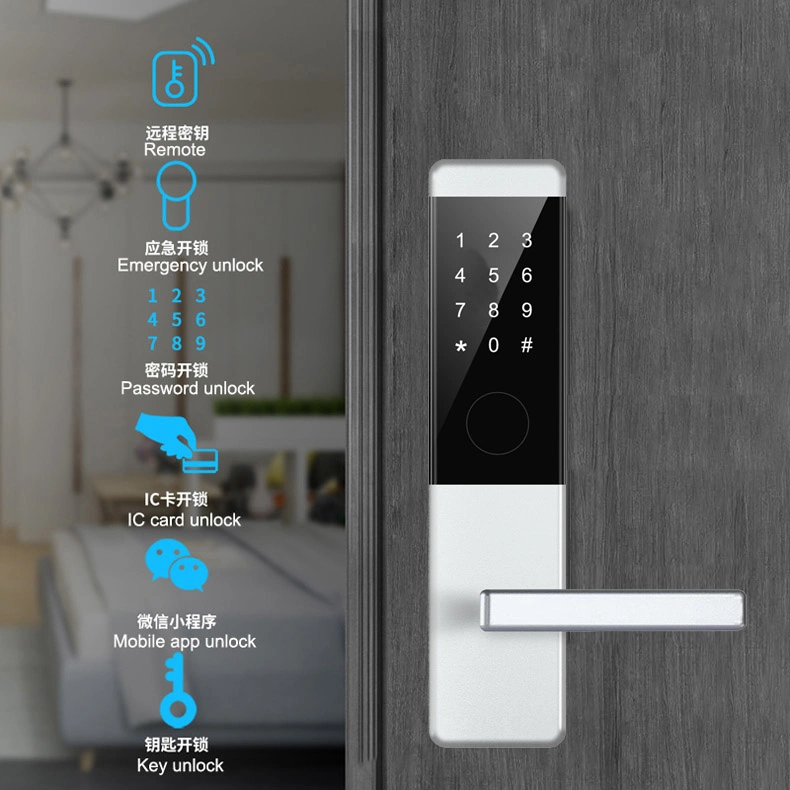 CNC Aluminium Alloy Bluetooth Mortise Door Lock with Password and IC Card