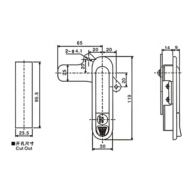 Fs3153 Ab302-1 Swing Handle Panel Lock for Electrical Cabinet Boxblack Cleat Panel Lock