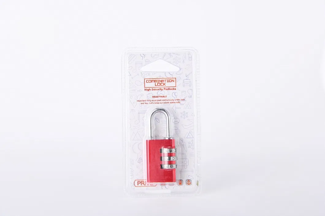 Red Aluminum Alloy Combination Code 3 Dials Security Handle Pad Lock