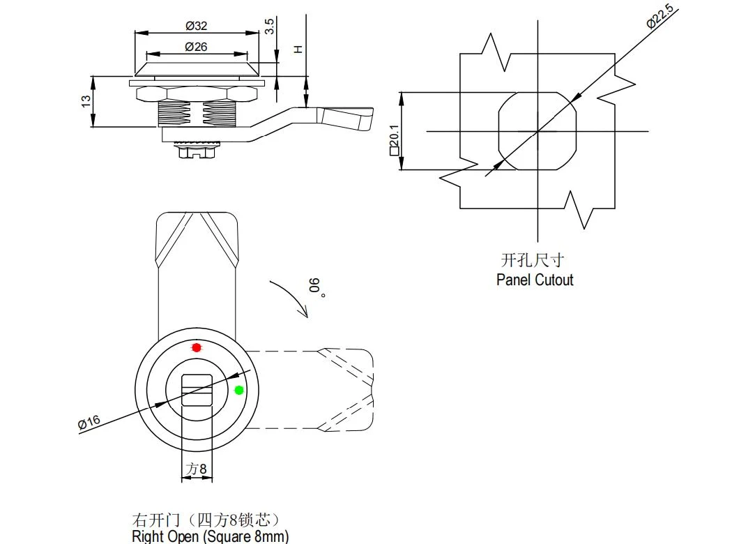 Customizable Compression Latch Cam Lock for Locker Cabinet Vending Machines