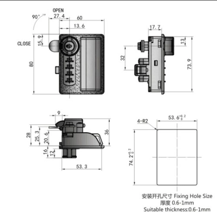 4 Digits Keyed Alike Master Key Zinc Alloy Combination Cam Lock