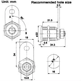 High Security Cylinder Mailbox Tubular Cam Lock