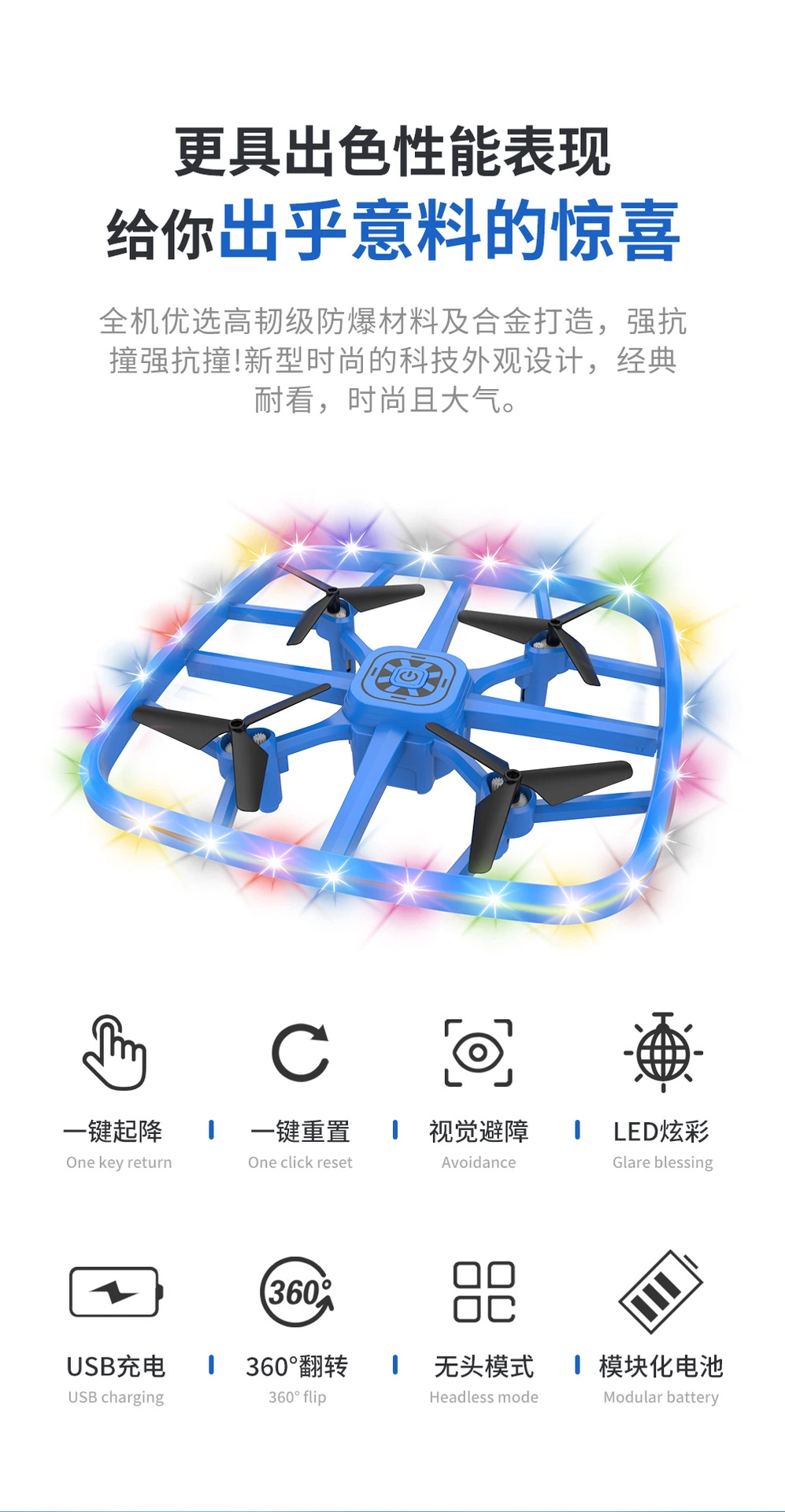 F180 Bright Light Intelligent Obstacle Avoidance Fixed Height Uav Crash-Resistant Remote Control Aircraft Drone