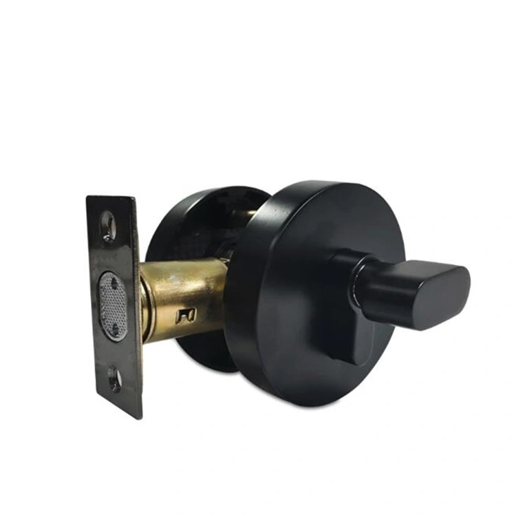 Door Hardware Brass Cylinder Single Side Black Round Deadbolt Lock