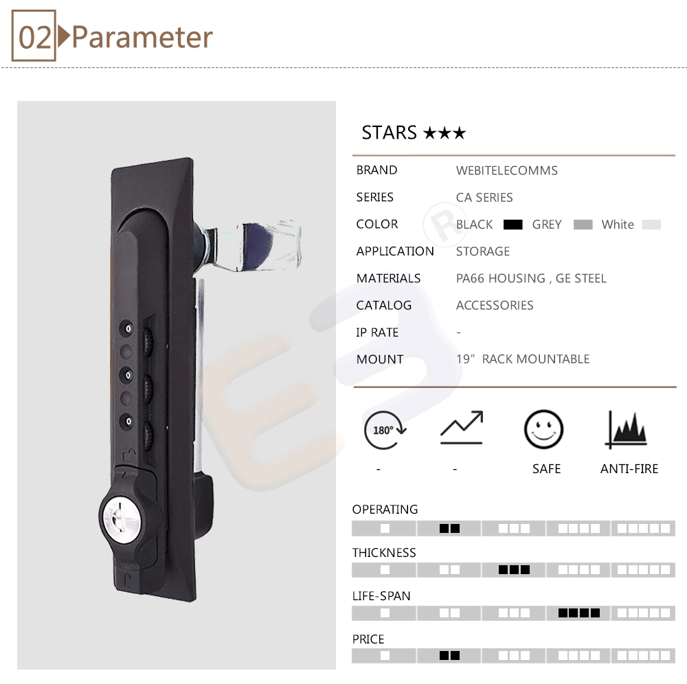 Rack Mounted Network Cabinet Swiveling Handle Coded Lock