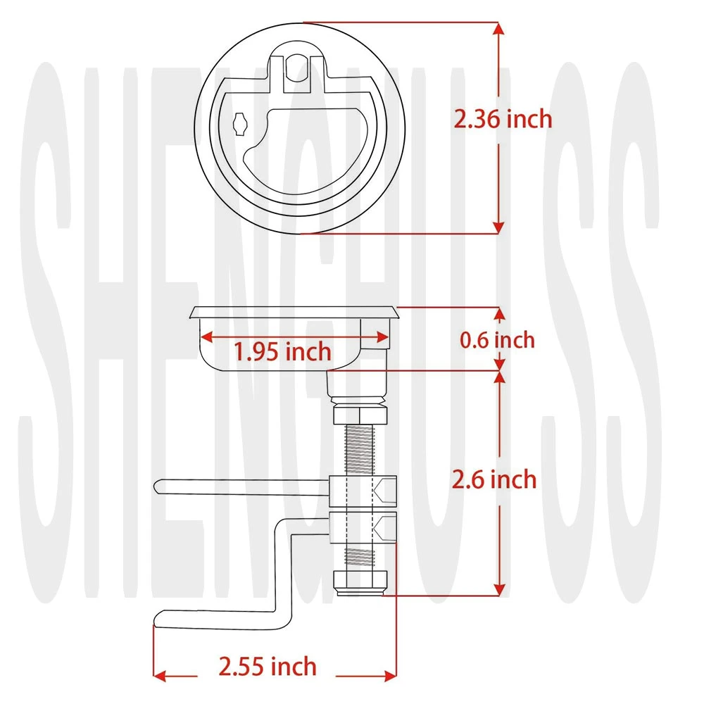 Marine Hardware 316 Stainless Steel Flush Pull Hatch Lift Adjustable Locking Arm Height Boat Cam Latch with Back Plate