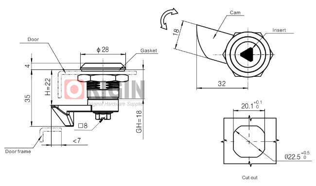 Ms705-3W Zinc Alloy Quarter Turn Push-to-Close Cam Lock