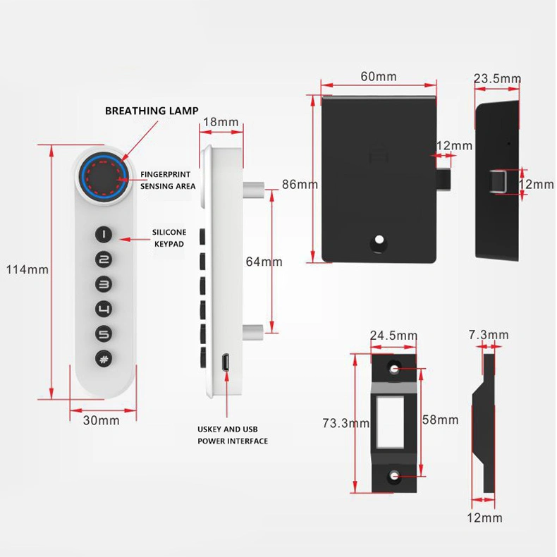 Fingerprint Lock Cabinet Locks Biometric Keyless Wooden Box Furniture Drawer Fingerprint Lock