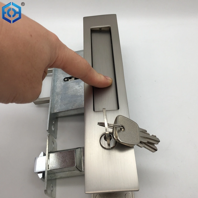 Zinc Alloy Invisible Recessed Handle Pocket Sliding Door Lock with 3 Keys