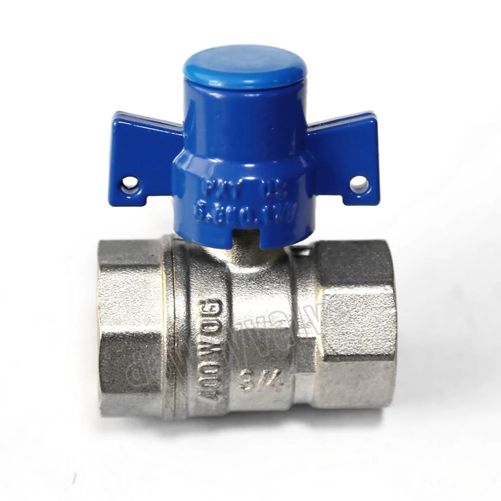 DN15 Nickel Plated Brass Ball Valve Lock with Butterfly Handle China Factory