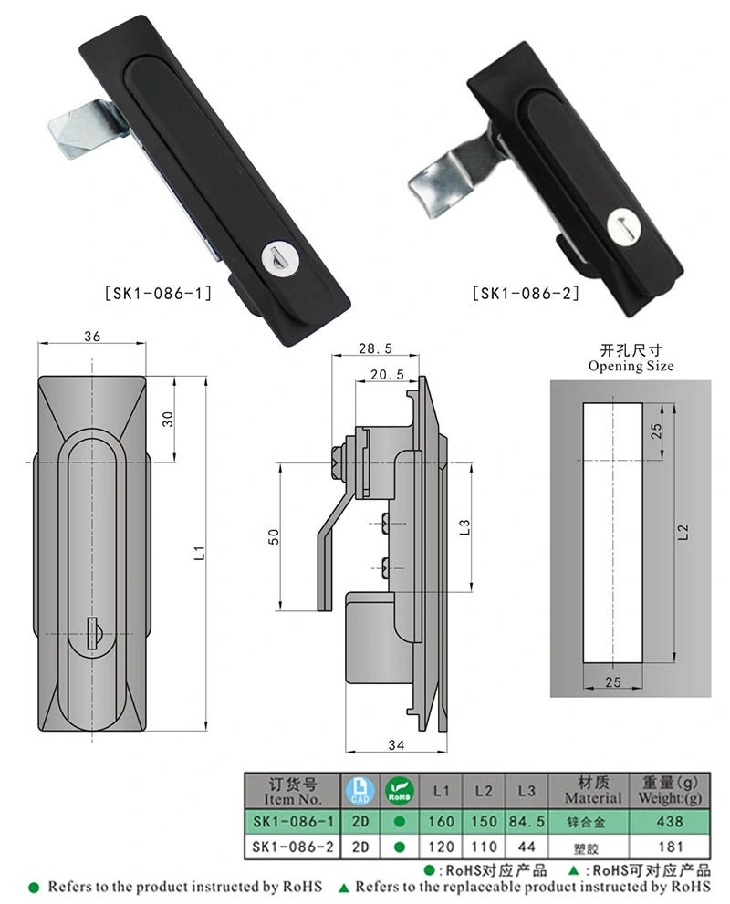 Stainless Steel Handle Lock Electrical Door Panel Cabinet Latch Lock