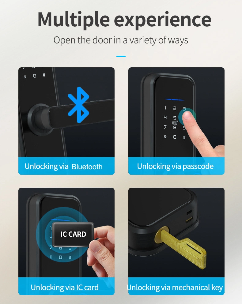 CNC Aluminium Alloy Bluetooth Mortise Door Lock with Password and IC Card