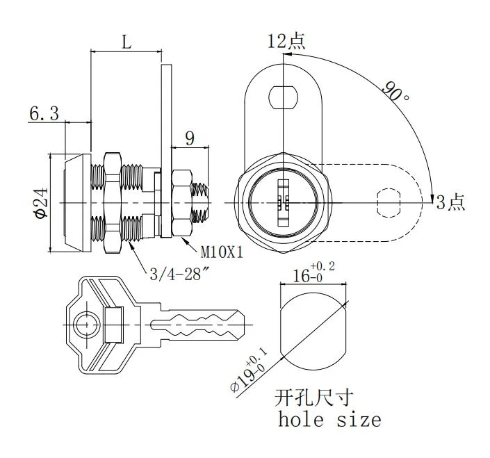 Safe Furniture Euro Cylinder Pin Code Connector Cam Lock