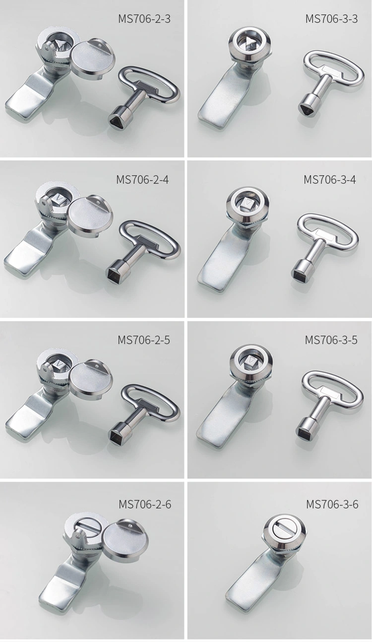 Factory Made Cam Lock Hengzhu Ms706 Zinc Alloy Quarter Turn Electric Door Triangle Cylinder for Distribution Cabinet Box